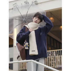 @港仔文藝男 提花毛衣男秋冬2025新款內搭男生冬季圓領針織衫男款