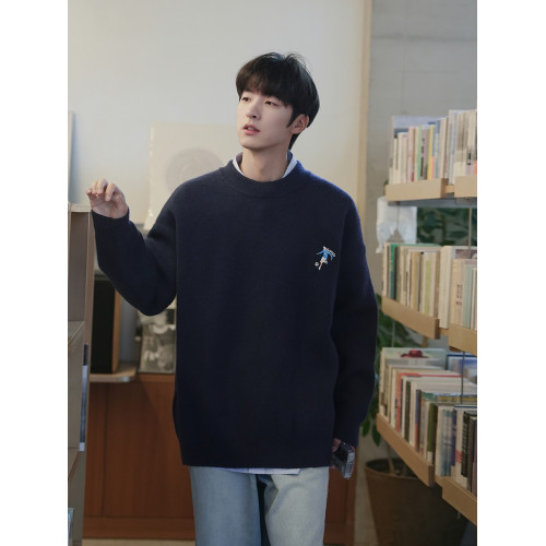 @港仔文藝男 提花毛衣男秋冬2025新款內搭男生冬季圓領針織衫男款