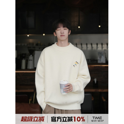 @港仔文藝男 提花毛衣男秋冬2025新款內搭男生冬季圓領針織衫男款