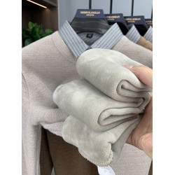 【一體絨】加絨加厚男士毛衣新款襯衫領假兩件冬季保暖針織打底衫