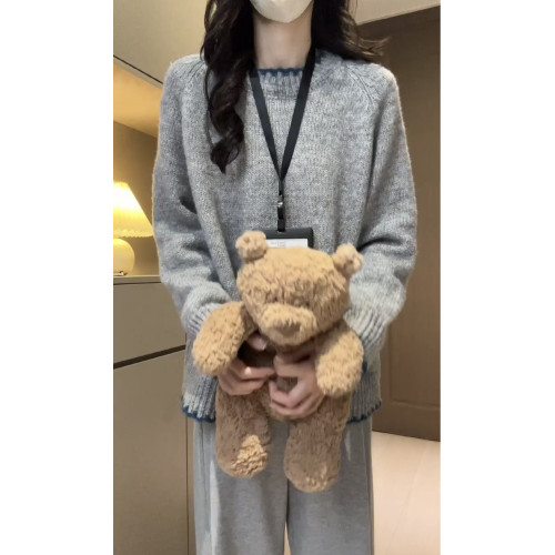 慵懶風高級感寬松灰色毛衣女秋冬季2025年新款內搭打底針織衫上衣