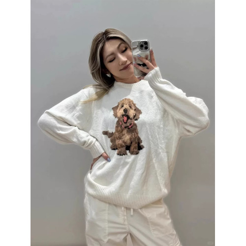 鷗家小海鷗美式卡通甜美寬松小狗慵懶風毛衣holl秋冬軟糯針織衫 鷗家小海鷗美式卡通甜美寬松小狗慵懶風毛衣holl秋冬軟糯針織衫