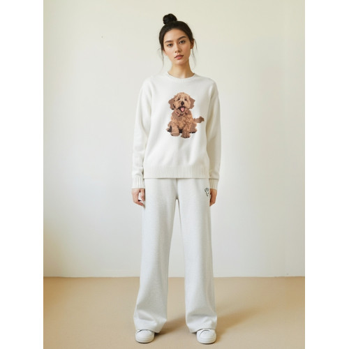 鷗家小海鷗美式卡通甜美寬松小狗慵懶風毛衣holl秋冬軟糯針織衫 鷗家小海鷗美式卡通甜美寬松小狗慵懶風毛衣holl秋冬軟糯針織衫