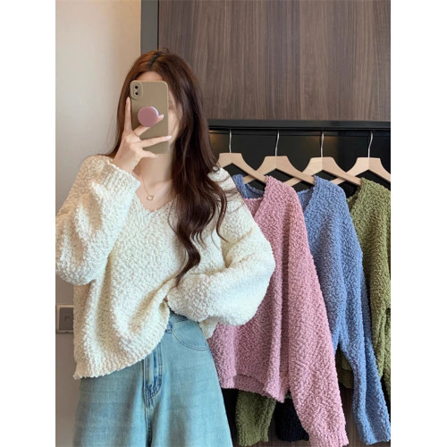 粉色v領毛衣女秋冬2025新款洋氣內搭慵懶風寬松顯瘦打底針織上衣 粉色v領毛衣女秋冬2025新款洋氣內搭慵懶風寬松顯瘦打底針織上衣