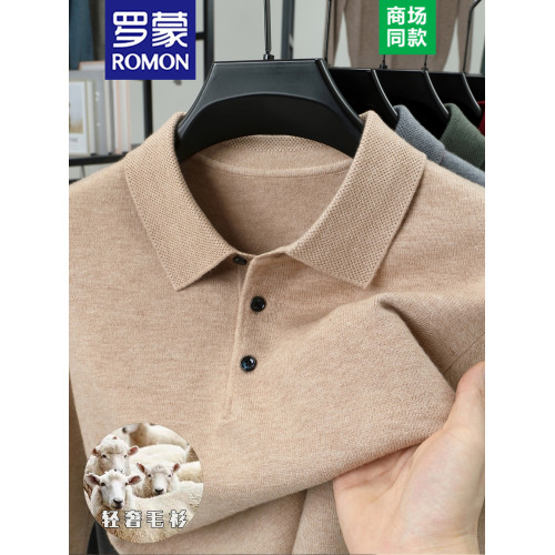 羅矇冬季雙股加厚高檔羊毛中年男士保暖翻領針織衫純色打底毛衣男 羅矇冬季雙股加厚高檔羊毛中年男士保暖翻領針織衫純色打底毛衣男