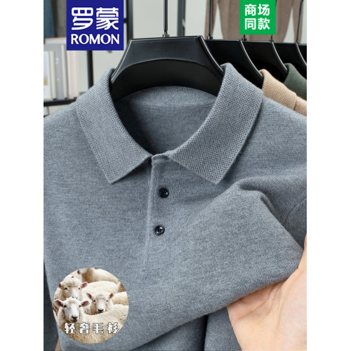 羅矇冬季雙股加厚高檔羊毛中年男士保暖翻領針織衫純色打底毛衣男 羅矇冬季雙股加厚高檔羊毛中年男士保暖翻領針織衫純色打底毛衣男