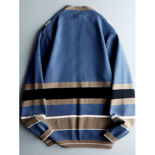 升級爆款~偏厚~男無釦敞穿V領條紋針織衫韓版休閒撞色線衣外套男 升級爆款~偏厚~男無釦敞穿V領條紋針織衫韓版休閒撞色線衣外套男