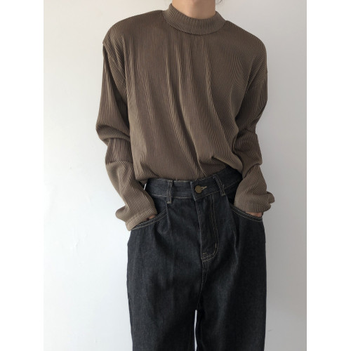 14GSL 氣質復古褶皺純色簡約禁欲條紋半高領長袖打底 14GSL 氣質復古褶皺純色簡約禁欲條紋半高領長袖打底