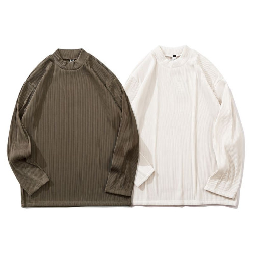 14GSL 氣質復古褶皺純色簡約禁欲條紋半高領長袖打底 14GSL 氣質復古褶皺純色簡約禁欲條紋半高領長袖打底