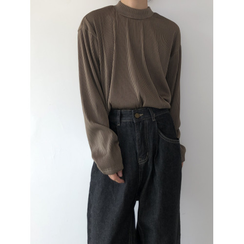 14GSL 氣質復古褶皺純色簡約禁欲條紋半高領長袖打底 14GSL 氣質復古褶皺純色簡約禁欲條紋半高領長袖打底