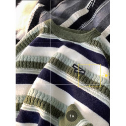 條紋毛衣男秋冬ins寬松日系打底針織衫外套復古慵懶美式圓領上衣