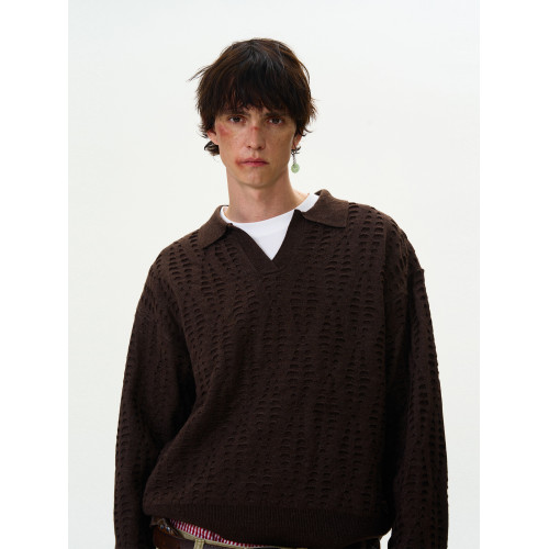 MADWITCH復古高級鏤空破洞針織衫毛衣男女美式vintage老錢風上衣