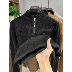 半高領拉鍊加絨加厚男士毛衣冬季新款2025保暖一體絨打底針織衫潮