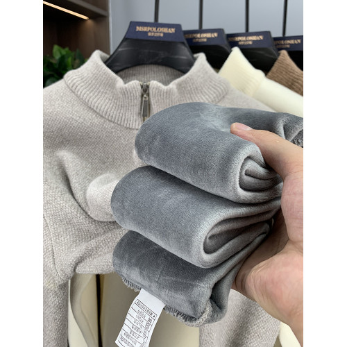 半高領拉鍊加絨加厚男士毛衣冬季新款2025保暖一體絨打底針織衫潮