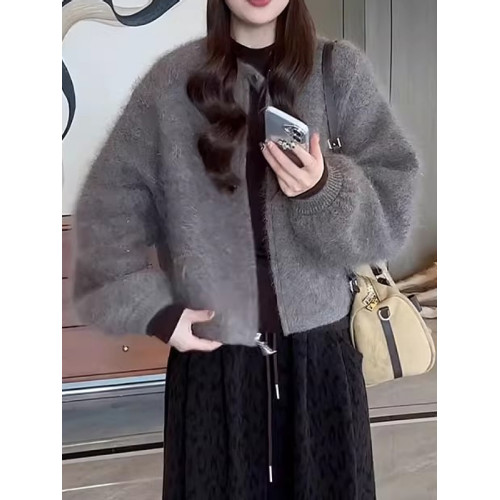 大碼女裝毛絨感一粒釦拉鍊毛衣外套秋季新款胖mm寬松顯瘦針織上衣 大碼女裝毛絨感一粒釦拉鍊毛衣外套秋季新款胖mm寬松顯瘦針織上衣