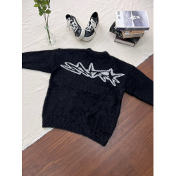 BeOurRule 復古字母提花針織衫寬鬆圓領軟糯毛衣男女外套潮牌秋冬