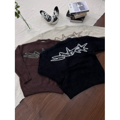 BeOurRule 復古字母提花針織衫寬鬆圓領軟糯毛衣男女外套潮牌秋冬