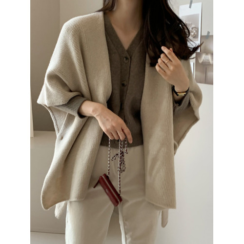 日韓寬松大碼毛針織衫馬甲女秋冬蝙蝠衫百搭披肩開衫毛衣外套 日韓寬松大碼毛針織衫馬甲女秋冬蝙蝠衫百搭披肩開衫毛衣外套