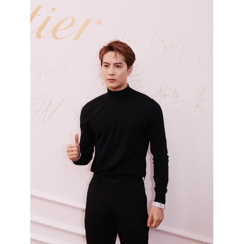 王嘉爾同款半高領羊毛加絨毛衣男士秋冬季加厚黑色內搭打底衫修身