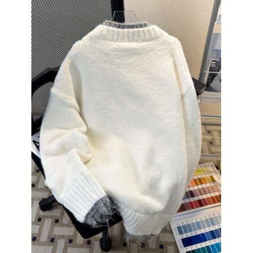 破壞感假兩件毛衣男秋冬季軟糯慵嬾風針織衫寬鬆潮流美式情侶線衣