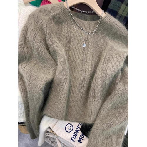 高級感復古短款毛衣女秋冬灰色針織衫加厚打底衫女小個子氣質上衣 高級感復古短款毛衣女秋冬灰色針織衫加厚打底衫女小個子氣質上衣