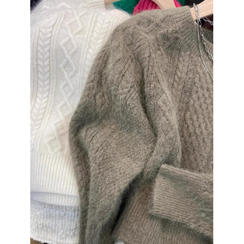 高級感復古短款毛衣女秋冬灰色針織衫加厚打底衫女小個子氣質上衣 高級感復古短款毛衣女秋冬灰色針織衫加厚打底衫女小個子氣質上衣