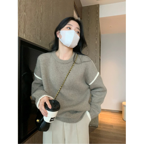 浙江桐鄕濮院軟糯套頭毛衣女秋冬季新款寬松慵懶風圓領針織衫上衣 浙江桐鄕濮院軟糯套頭毛衣女秋冬季新款寬松慵懶風圓領針織衫上衣