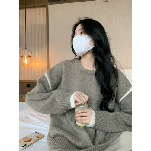 浙江桐鄕濮院軟糯套頭毛衣女秋冬季新款寬松慵懶風圓領針織衫上衣 浙江桐鄕濮院軟糯套頭毛衣女秋冬季新款寬松慵懶風圓領針織衫上衣