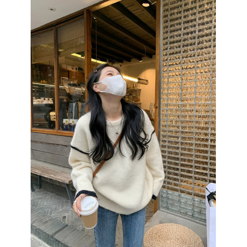 浙江桐鄕濮院軟糯套頭毛衣女秋冬季新款寬松慵懶風圓領針織衫上衣 浙江桐鄕濮院軟糯套頭毛衣女秋冬季新款寬松慵懶風圓領針織衫上衣