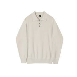 MRCYC長袖針織衫男士秋季韓系寬鬆潮流百搭純色Polo領毛衣打底衫