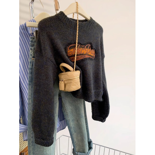 美式復古短款毛衣女秋冬冬季2025新款慵懶風小個子套頭外穿打底衫 美式復古短款毛衣女秋冬冬季2025新款慵懶風小個子套頭外穿打底衫