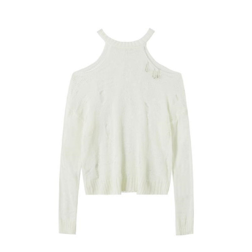 亞文化甜辣妹y2k上衣露肩破洞薄毛線衣春夏初秋慵懶針織衫外套女 亞文化甜辣妹y2k上衣露肩破洞薄毛線衣春夏初秋慵懶針織衫外套女