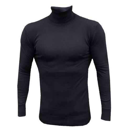 秋冬長袖針織衫打底衫高領健身套頭修身緊身衣純色休閒肌肉男毛衣