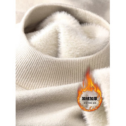 一體絨純色中領毛衣男2025冬季新款加厚內搭毛衫半高領打底針織衫