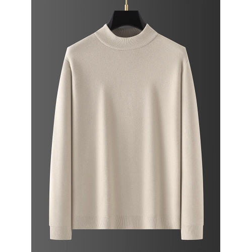 一體絨純色中領毛衣男2025冬季新款加厚內搭毛衫半高領打底針織衫