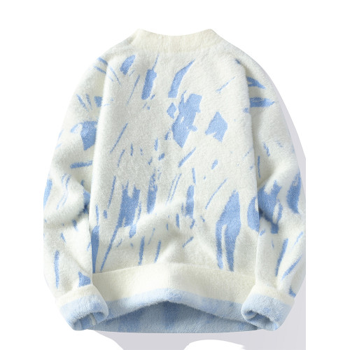 秋冬季軟糯毛衣男圓領不起球青少年線衣潮流加厚仿貂絨針織打底衫