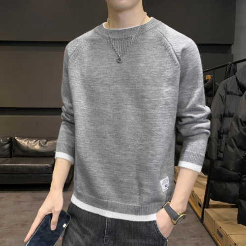 雪尼爾毛衣男秋冬季一體加絨加厚款圓領打底衫男士保暖上衣內搭潮