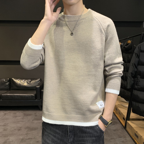 雪尼爾毛衣男秋冬季一體加絨加厚款圓領打底衫男士保暖上衣內搭潮