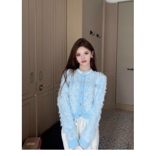 2025秋冬季新款溫柔風毛衣外套女甜美氣質顯瘦短款長袖針織上衣