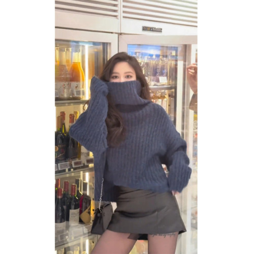 高領加厚女款毛衣慵懶高級感爆款針織衫2025秋冬新款冬季上衣女裝