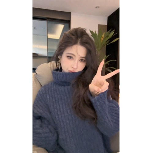 高領加厚女款毛衣慵懶高級感爆款針織衫2025秋冬新款冬季上衣女裝