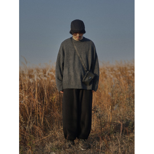 危機青年復古秋冬毛衣男廓形圓領針織衫日系休閒簡約打底衫內搭潮