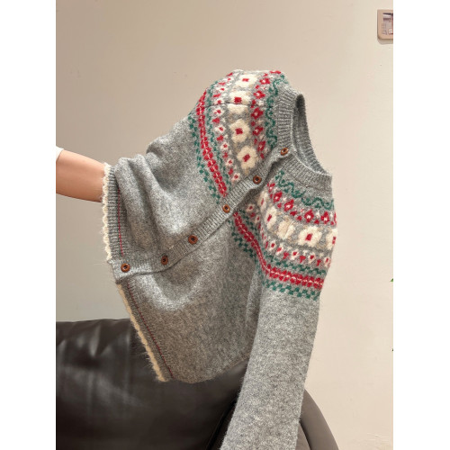 費爾島高級感加厚聖誕穿搭毛衣外套女秋冬季外穿寬松針織開衫上衣