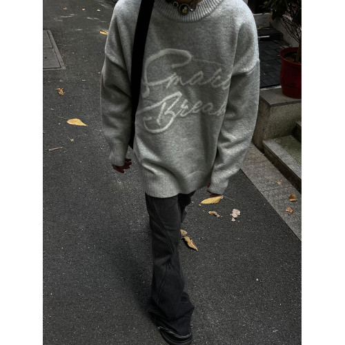 MaxDstr 美式復古哥特字母毛衣針織衫男女寬松慵懶風潮牌秋冬外套