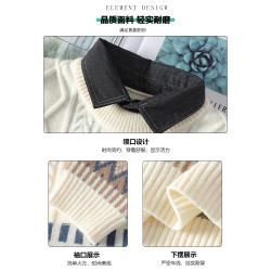 假兩件毛衣男冬季菱格撞色打底針織衫男青少年聖誕節保暖毛線衣服