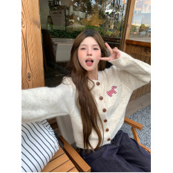 PPHOME甜茵學妹~甜美軟糯針織開衫毛衣秋季韓系溫柔寬松外套外穿