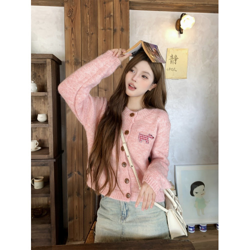 PPHOME甜茵學妹~甜美軟糯針織開衫毛衣秋季韓系溫柔寬松外套外穿