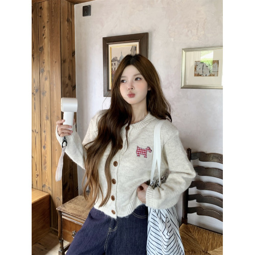 PPHOME甜茵學妹~甜美軟糯針織開衫毛衣秋季韓系溫柔寬松外套外穿