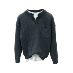 美式復古亨利領毛衣男國潮百搭寬松休閒口袋長袖針織潮牌顯瘦上衣