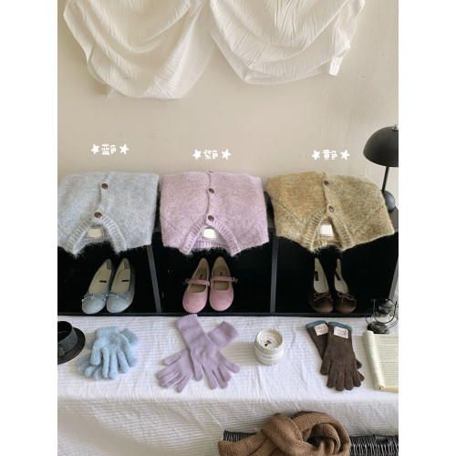 復古慵懶松弛感韓系花紗絨感針織開衫女秋冬雜色圓領寬松毛衣外套 復古慵懶松弛感韓系花紗絨感針織開衫女秋冬雜色圓領寬松毛衣外套